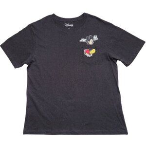 Disney Mickey Mouse Pocket T-shirt Embroidered Mickey Mouse Black Large